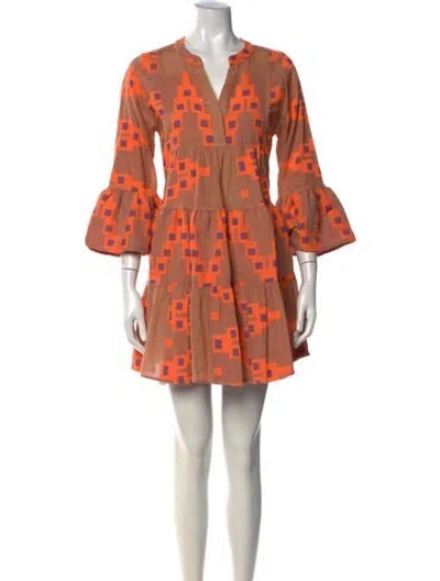 Pre-owned Devotion Twins Printed Mini Dress In Neutral