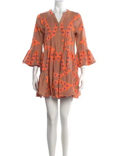 Pre-owned Devotion Twins Printed Mini Dress In Neutrals