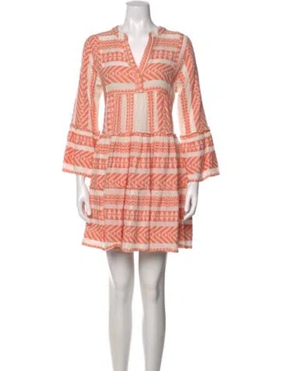 Pre-owned Devotion Twins Printed Mini Dress In Orange