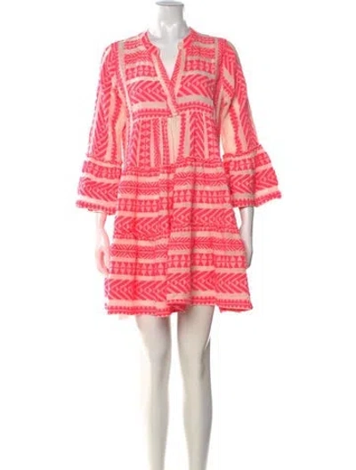 Pre-owned Devotion Twins Printed Mini Dress In Pink