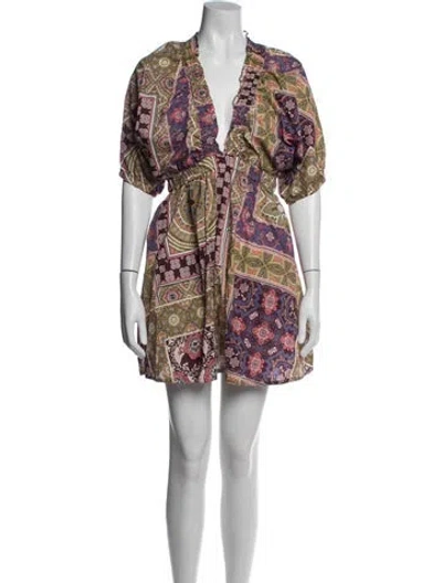 Pre-owned Devotion Twins Printed Mini Dress In Purple