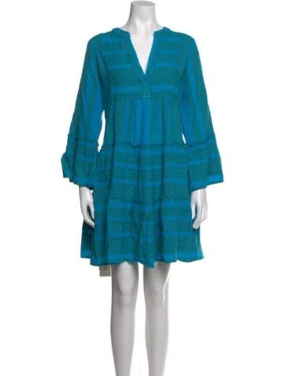 Pre-owned Devotion Twins Printed Mini Dress W/ Tags In Blue