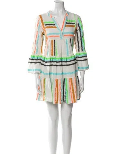 Pre-owned Devotion Twins Printed Mini Dress In White