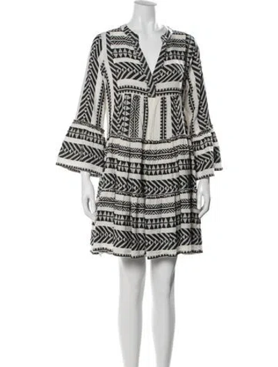 Pre-owned Devotion Twins Printed Mini Dress In White