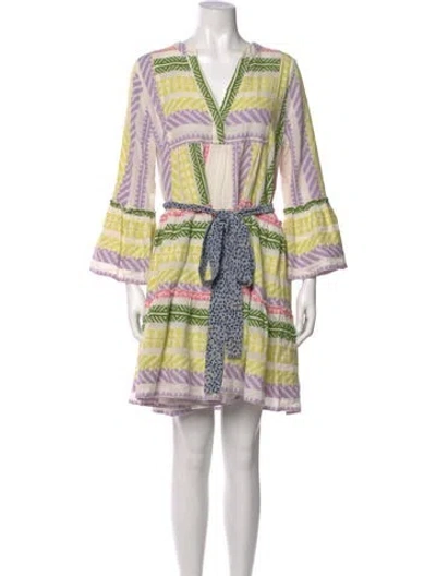 Pre-owned Devotion Twins Printed Mini Dress In White