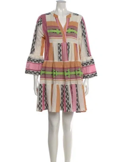 Pre-owned Devotion Twins Printed Mini Dress In White