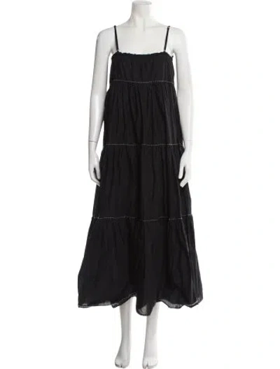 Pre-owned Devotion Twins Square Neckline Long Dress In Black