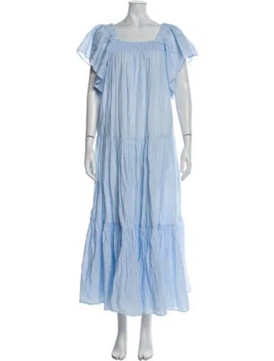 Pre-owned Devotion Twins Square Neckline Long Dress In Blue