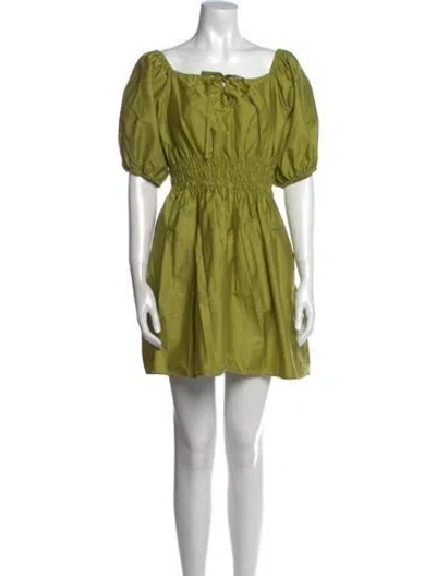 Pre-owned Devotion Twins Square Neckline Mini Dress In Green
