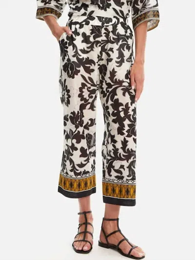 Devotion Twins Stigma Cotton Floral Pants In Black/white In Multi