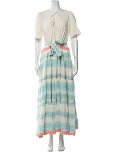 Pre-owned Devotion Twins Striped Long Dress In Blue