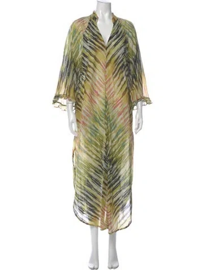 Pre-owned Devotion Twins Striped Long Dress In Green