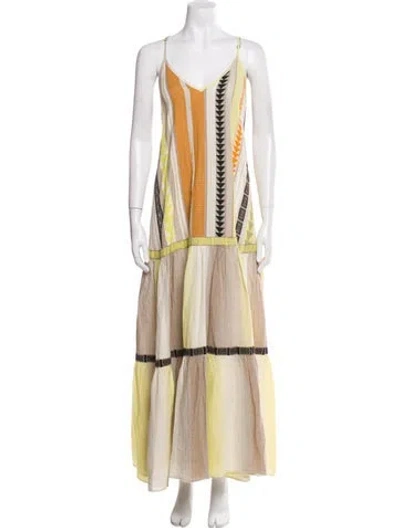 Pre-owned Devotion Twins Striped Long Dress In Neutral