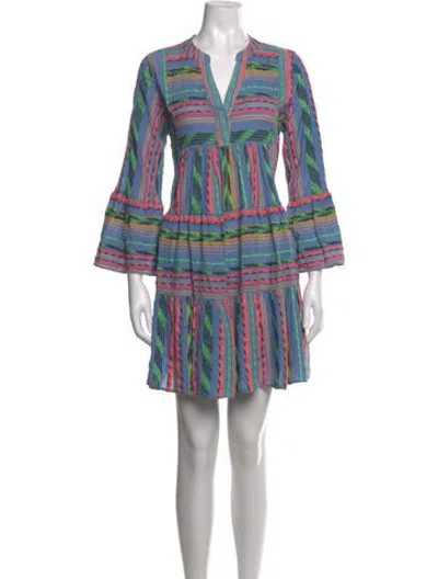 Pre-owned Devotion Twins Striped Mini Dress In Blue