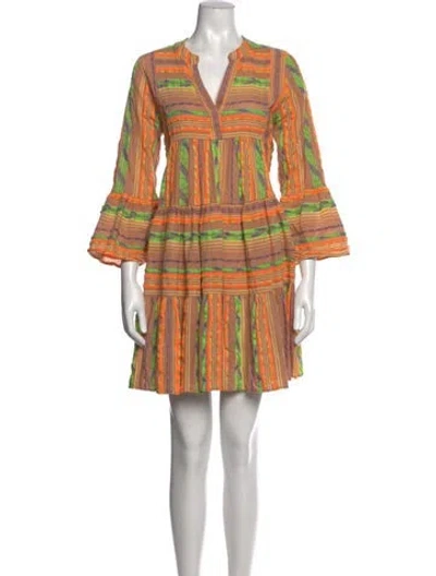 Pre-owned Devotion Twins Striped Mini Dress In Orange
