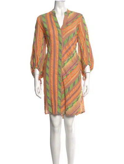 Pre-owned Devotion Twins Striped Mini Dress In Orange