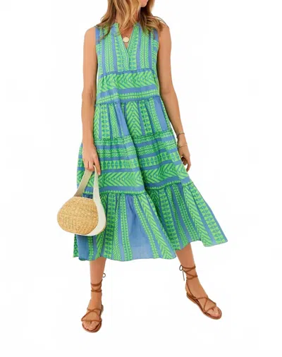Devotion Twins Tanzanitis Midi Dress In Green/blue