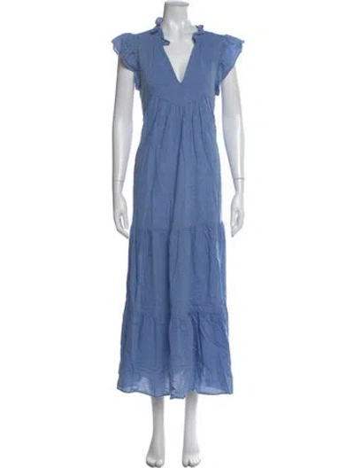 Pre-owned Devotion Twins V-neck Long Dress In Blue