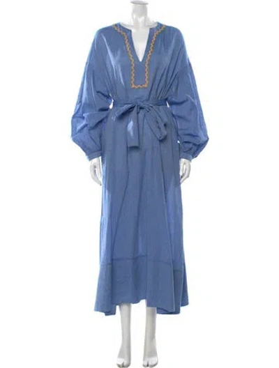 Pre-owned Devotion Twins V-neck Long Dress W/ Tags In Blue