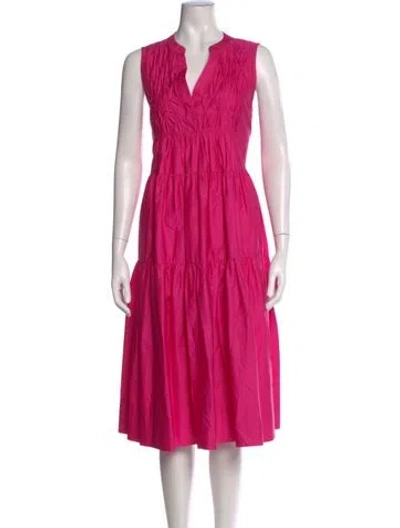 Pre-owned Devotion Twins V-neck Midi Length Dress In Pink