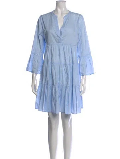 Pre-owned Devotion Twins V-neck Mini Dress In Blue