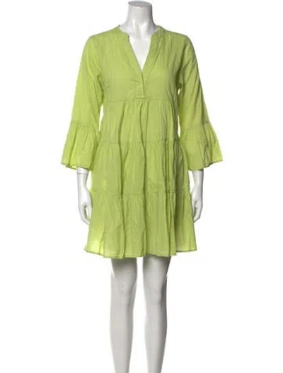 Pre-owned Devotion Twins V-neck Mini Dress In Neutral