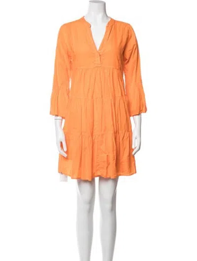 Pre-owned Devotion Twins V-neck Mini Dress In Orange