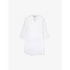 Devotion Twins Womens White Lavrentia V-neck Cotton-poplin Mini Dress