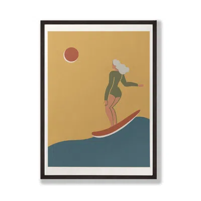Dewerstone Gold / Neutrals / Green The Lady Of The Waves Giclée Fine Art Print - Surf & Sand - A3 In Gold/green