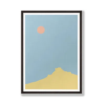 Dewerstone Icon Tor Dartmoor Giclée Fine Art Print - Pastels - A3 In Yellow