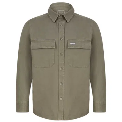 Dewerstone Men's Green Cotton Overshirt - Khaki