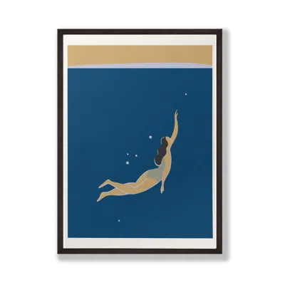 Dewerstone Neutrals / Blue The Swimmer Giclée Fine Art Print - Deep Blues - A3