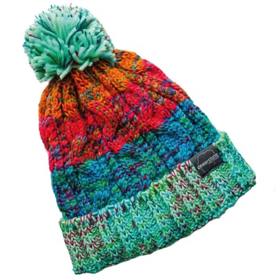 Dewerstone Women's Blue Chunky Knit Beanie - Orange / Mint