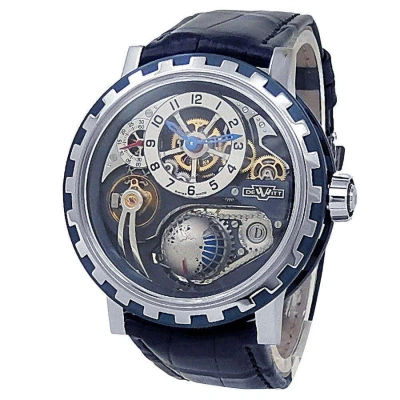 Dewitt Academia Hour Planet Hand Wind Men's Watch Ac.gmt.004 In Black / Blue / Grey