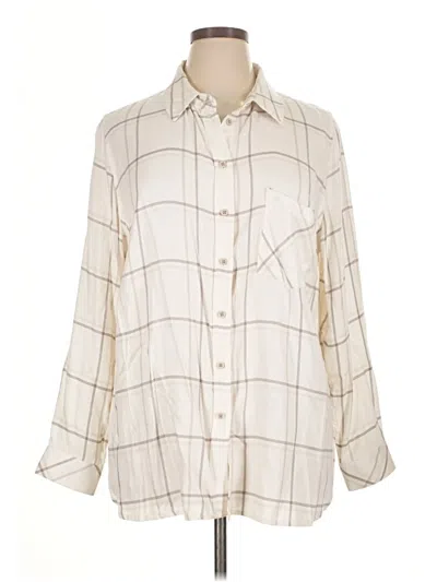 Pre-owned Dex 3/4 Sleeve Button Down Shirt In Ivory