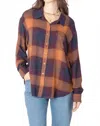 Dex Aria Plaid Button Down In Blue And Orange In Brown
