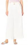 Dex Belted Wide Leg Trouser In White In White