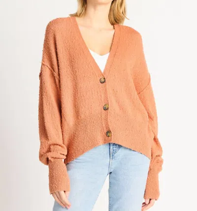 Dex Boucle Button Front Cardigan In Orange
