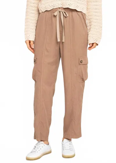 Dex Breeze Tencel Cargo Joggers In Safari Wash In Brown