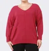 Dex Bright Ultra Soft V-neck Sweater In Red In Red