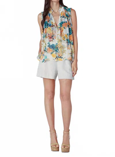 Dex Burst Sleeveless Button Front Blouse In Floral In Multi