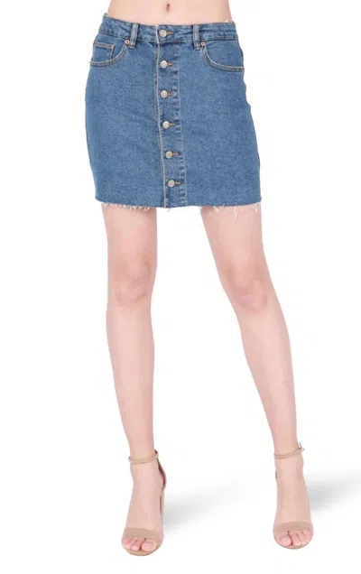 Dex Button Denim Skirt In Multi