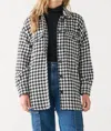 Dex Button Front Collar Jacket In Black-white Houndstooth In Multi