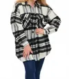 Dex Button Front Shacket In Black/white Plaid In Multi