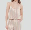 Dex Button Front Striped Camisole In Taupe In Pink