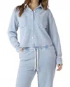 Dex Button Up Knit Top In Washed Light Blue In Blue