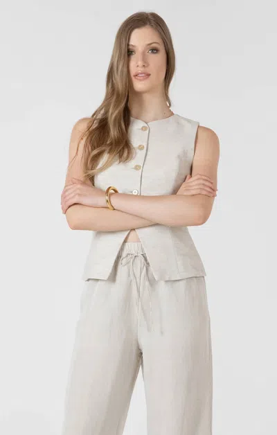 Dex Button Up Vest In Natural In White