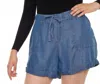 Dex Chambray Drawstring Shorts In Blue In Blue
