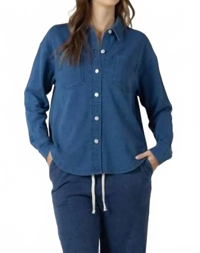 Dex Clothing Button Down Denim Top In Blue