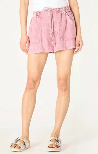 Dex Clothing Button Front Drawstring Shorts In Washed Plum